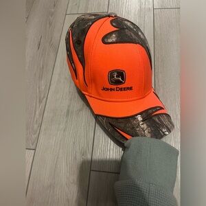 John Deere Orange and Camo Cap